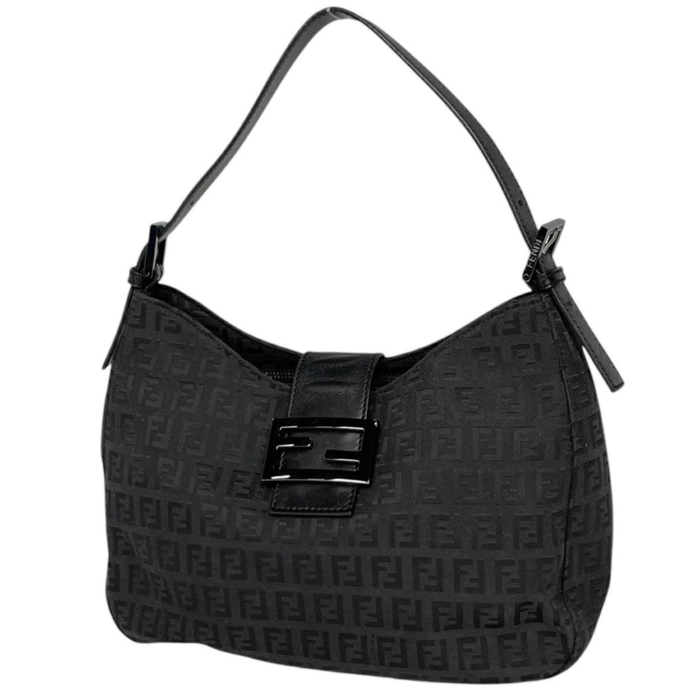 Fendi Zucchino Shoulder Bag Handbag Canvas Black